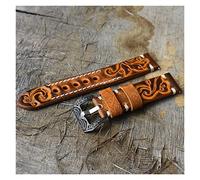AXTGBHL Correa de reloj vintage tallada en relieve en relieve banda de reloj a mano de reloj de reloj a mano 22 mm hebilla tallada Cierre grabado for accesorios de reloj(Orange,18mm)