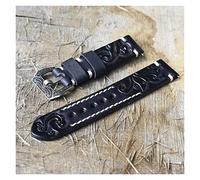 AXTGBHL Correa de reloj vintage tallada en relieve en relieve banda de reloj a mano de reloj de reloj a mano 22 mm hebilla tallada Cierre grabado for accesorios de reloj(Schwarz,22mm)