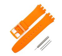 AXTGBHL Correa de silicona con hebilla de 20mm for hombre, apta for Swatch SUSB401SUSW402SUSN400SUSL400, correa de goma, pulsera resistente al agua(Orange)
