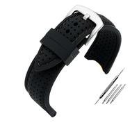 AXTGBHL Correa de silicona transpirable universal for Tissot Fit for Omega Fit for Citizen Banda de reloj de goma Pulsera for hombre 20 mm 22 mm 24 mm Accesorios de pulsera(Balck-silver,24mm)
