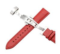 AXTGBHL Correas de cuero 18 mm20mm22mm24mm membrete universal ratero de mariposa hebilla de acero brazalete brazalete de brazalete + herramienta(RED,20mm)