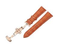 AXTGBHL Correas de reloj de cuero 18mm 20mm 22mm 24mm Correa de reloj con diseño en relieve con hebilla de mariposa de doble presión(Rose light brown,20mm)