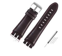 AXTGBHL Correas de reloj de cuero de 23MM aptas for Swatch aptas for IRONY YOS440 YOS449 448 447 401G, correa de reloj for hombre, pulsera con cierre de acero con herramientas(B-darkbrown-silver)
