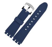 AXTGBHL Correas de reloj de cuero de 23MM aptas for Swatch aptas for IRONY YOS440 YOS449 448 447 401G, correa de reloj for hombre, pulsera con cierre de acero con herramientas(D-blue-silver)