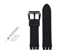 AXTGBHL Correas de reloj de cuero de 23MM aptas for Swatch aptas for IRONY YOS440 YOS449 448 447 401G, correa de reloj for hombre, pulsera con cierre de acero con herramientas(F-black-black)