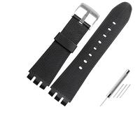 AXTGBHL Correas de reloj de cuero de 23MM aptas for Swatch aptas for IRONY YOS440 YOS449 448 447 401G, correa de reloj for hombre, pulsera con cierre de acero con herramientas(D-black-silver)