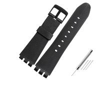 AXTGBHL Correas de reloj de cuero de 23MM aptas for Swatch aptas for IRONY YOS440 YOS449 448 447 401G, correa de reloj for hombre, pulsera con cierre de acero con herramientas(D-black-black)