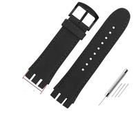 AXTGBHL Correas de reloj de cuero de 23MM aptas for Swatch aptas for IRONY YOS440 YOS449 448 447 401G, correa de reloj for hombre, pulsera con cierre de acero con herramientas(C-black-black)