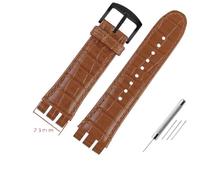 AXTGBHL Correas de reloj de cuero de 23MM aptas for Swatch aptas for IRONY YOS440 YOS449 448 447 401G, correa de reloj for hombre, pulsera con cierre de acero con herramientas(Lightbrown-black)