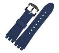 AXTGBHL Correas de reloj de cuero de 23MM aptas for Swatch aptas for IRONY YOS440 YOS449 448 447 401G, correa de reloj for hombre, pulsera con cierre de acero con herramientas(D-blue-black)