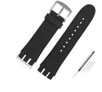 AXTGBHL Correas de reloj de cuero de 23MM aptas for Swatch aptas for IRONY YOS440 YOS449 448 447 401G, correa de reloj for hombre, pulsera con cierre de acero con herramientas(C-black-silver)