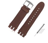 AXTGBHL Correas de reloj de cuero de 23MM aptas for Swatch aptas for IRONY YOS440 YOS449 448 447 401G, correa de reloj for hombre, pulsera con cierre de acero con herramientas(C-brown-silver)