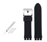 AXTGBHL Correas de reloj de cuero de 23MM aptas for Swatch aptas for IRONY YOS440 YOS449 448 447 401G, correa de reloj for hombre, pulsera con cierre de acero con herramientas(F-black-silver)