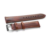 AXTGBHL Cuero retro hecho a mano Reloj de vino tinto Correa 18 mm 20 mm 22 mm Reloj de muñeca Cinturón Cinturón de plata Hebilla pulida de plata(White stitching,20mm)