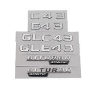 AXTGBHL Etiqueta engomada del Maletero del Coche 3D C43 E43 GLE43 GLC43 BITURBO 4MATIC Emblema Logo Apto for Mercedes AMG W205 W204 W213 W212 X253 W167 Accesorios(Chrome Silver,BITURBO 4MATIC 2pcs)