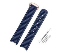 AXTGBHL Fit For omega Fit For Seahorse 300 Strap Fit For Observatory AT150 series pulsera de silicona con pin de oro azul capitán 20 mm for hombre(Blue White Rosegold)