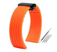 AXTGBHL Fit For Seiko Fit For Fossil Fit For Omega Fit For Citizen Fit For MIDO Correa De Silicona Hombres Deporte Impermeable 20 Mm 22 Mm Naranja Rayas Verticales Patrón De Neumático Banda Wath(Orang