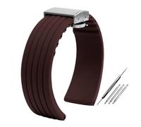 AXTGBHL Fit For Seiko Fit For Fossil Fit For Omega Fit For Citizen Fit For MIDO Correa De Silicona Hombres Deporte Impermeable 20 Mm 22 Mm Naranja Rayas Verticales Patrón De Neumático Banda Wath(Brown