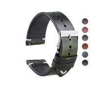 AXTGBHL Hand Made Retro Red Brown Leather Watch Band Quick Release Watch Strap Bracelet 18mm 20mm 22mm Watch Accessories(Grn,18mm)