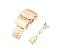 AXTGBHL Hebilla de correa de reloj sólida, hebilla de cinturón de acero inoxidable mate 304, 18mm, 20mm, 22mm, 24mm, tamaño doble, hebilla de correa de seguridad(Rose Gold,18mm)