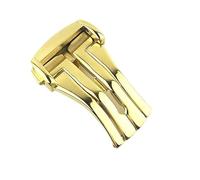 AXTGBHL Hebilla de reloj de acero inoxidable de 16mm, 18mm y 20mm apta for correa de cuero Omega, banda de goma de cuero, cierre plegable de Metal, accesorios, herramientas(Gold-nologo,18mm)