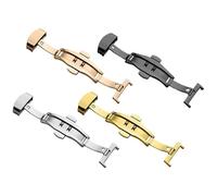 AXTGBHL Hebilla plegable for reloj, correa de reloj de mariposa de doble clic, cierre a presión, hebillas de cierre desplegable de botón de 14/16/18/20/22mm, accesorios for reloj(Silver 20mm)