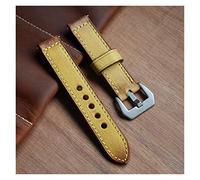 AXTGBHL Hecho a mano reloj de reloj 20 mm 22 mm 24 mm verde rojo fit for azul fit for marrón vintage reloj de cuero de la vendimia Kzb02 Apto for panerai(Gelb,22mm)