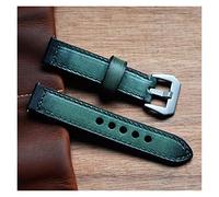 AXTGBHL Hecho a mano reloj de reloj 20 mm 22 mm 24 mm verde rojo fit for azul fit for marrón vintage reloj de cuero de la vendimia Kzb02 Apto for panerai(Grn,20mm)