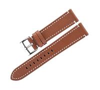 AXTGBHL Hombres Mujeres de cuero reloj de pulsera 20 mm 22 mm reloj Correa de cuero Pulsera Ajuste for Galaxy 4 2mm 46mm(Brown-Silver Clasp,20mm)