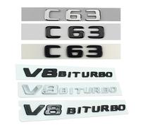 AXTGBHL Insignia Lateral For Guardabarros De Coche, Pegatina For Maletero Trasero, Logo C63 V8 BITURBO, Emblema Apto For Mercedes C 63 AMG W205 W204, 3D, ABS, Color Negro(Matte Black,AMG(Trunk Letters