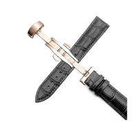 AXTGBHL Negocios Casual Negro Marrón Reloj Banda Correa Hebilla Patrón Pulsera 18 20 22 24 Mm(Black Rose Gold,22mm)