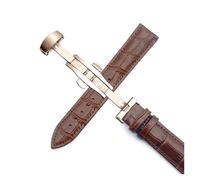 AXTGBHL Negocios Casual Negro Marrón Reloj Banda Correa Hebilla Patrón Pulsera 18 20 22 24 Mm(Brown Rose Gold,18mm)