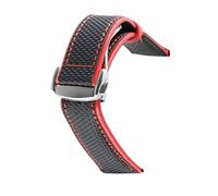 AXTGBHL Nylon Mezcla de cuero Reloj de cuero Ajuste for Omeg-A Speed Sea Master AT150 19mm 20mm 21mm 22mm 23mm Reloj Correa Ajuste for cincuenta Fathoms(Black red 2 silver)