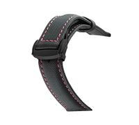 AXTGBHL Nylon Mezcla de cuero Reloj de cuero Ajuste for Omeg-A Speed Sea Master AT150 19mm 20mm 21mm 22mm 23mm Reloj Correa Ajuste for cincuenta Fathoms(Black red 1 black)