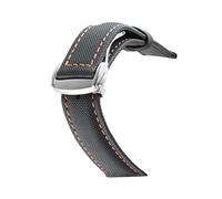 AXTGBHL Nylon Mezcla de cuero Reloj de cuero Ajuste for Omeg-A Speed Sea Master AT150 19mm 20mm 21mm 22mm 23mm Reloj Correa Ajuste for cincuenta Fathoms(Black orange1 silver)