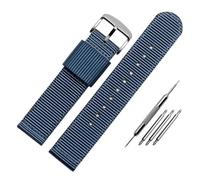 AXTGBHL Pulsera de 24 mm for Dw Fit for Tissot Fit for Seiko No.5 Fit for Casio Fit for Seagull Duck Correa de Reloj Correa de Reloj de Lona de Nailon Suave for Hombres y Mujeres(Blue-silver,22mm)