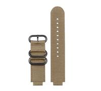 AXTGBHL Pulsera de 24MM apta for reloj TIMEX de lona suave y transpirable con correa de brújula de marea masculina T2N721 T2N720 hebilla de correa de reloj negra y roja de nailon(Khaki-silver)