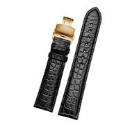 AXTGBHL Pulsera de correa de cuero de doble cara 18mm / 19mm / 20mm / 21mm / 22mm negro(Black gold,21mm)