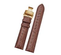 AXTGBHL Pulsera de correa de cuero de doble cara 18mm / 19mm / 20mm / 21mm / 22mm negro(Brown gold,18mm)