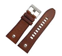 AXTGBHL Pulsera de cuero Correa de reloj de cuero de 28 mm Correa de reloj marrón Correa de reloj apta for DZ7193 | DZ7214 | DZ7311 | DZ7312 | DZ7313(Brown silver buckle)