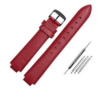 AXTGBHL Pulsera de cuero vintage con boca convexa de 10 mm apta for Casio Sheen3034 Cómoda cadena de reloj de cuero de vaca hecha a mano apta for mujer Hebilla(Red black buckle)