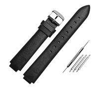 AXTGBHL Pulsera de cuero vintage con boca convexa de 10 mm apta for Casio Sheen3034 Cómoda cadena de reloj de cuero de vaca hecha a mano apta for mujer Hebilla(Black silver buckle)
