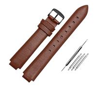 AXTGBHL Pulsera de cuero vintage con boca convexa de 10 mm apta for Casio Sheen3034 Cómoda cadena de reloj de cuero de vaca hecha a mano apta for mujer Hebilla(Brown black buc)
