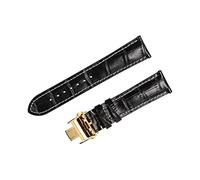 AXTGBHL Reloj Ajuste de la banda for Longiness Fit for Masters Collection Negocio Reloj de cuero Cinturones de correa for hombre 20 21mm Strap Rose Gold Butterfly Hebilla(Black with Gold,21mm)