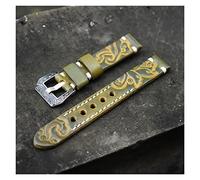 AXTGBHL Reloj Band 20mm 22mm de cuero vintage tallado en relieve correas de reloj de relojes con hebilla tallada Cierre grabado Cierre for Panerai(Gelb,18mm)