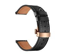 AXTGBHL Reloj de banda de correa de cuero activo 2 44 mm 40 mm pulsera mariposa hebilla reloj de reloj Ajuste for Samsung Galaxy(Rose gold Black,20mm)