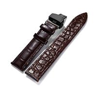 AXTGBHL Reloj de cuero Material suave Material Reloj Correa de muñeca 12 mm-24mm con acero inoxidable Doble Presión mariposa hebilla(Brown-Black,12mm)