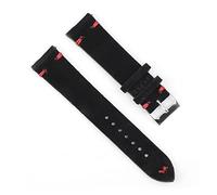 AXTGBHL Reloj de cuero retro 18 mm 20 mm 22 mm 24 mm Brown WatchStrap de acero inoxidable Hebilla de plata for hombres Mujeres Reloj Reemplazo(Black-red wire,24mm)
