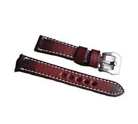 AXTGBHL Reloj de cuero vintage 18mm 20 mm 22 mm 24 mm Reemplazo de puntada de mano for hombres relojes de reloj(Red,18mm)