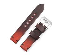 AXTGBHL Reloj de piel de cuero 20 mm de reloj vintage correa de costura hecha a mano accesorios de reemplazo(Red)